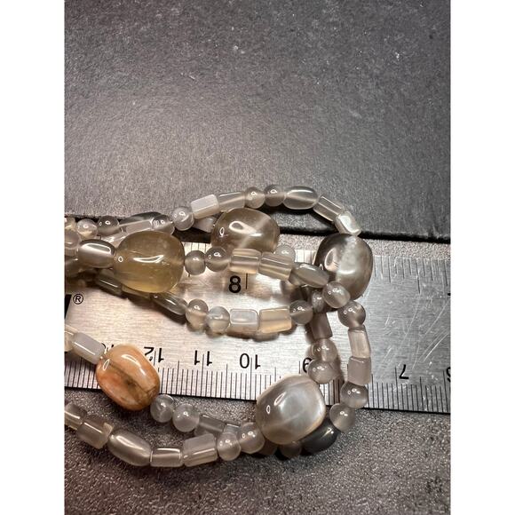 NEW Nate & Etan grey moonstone triple strand necklace with sterling silver clasp - Picture 10 of 12